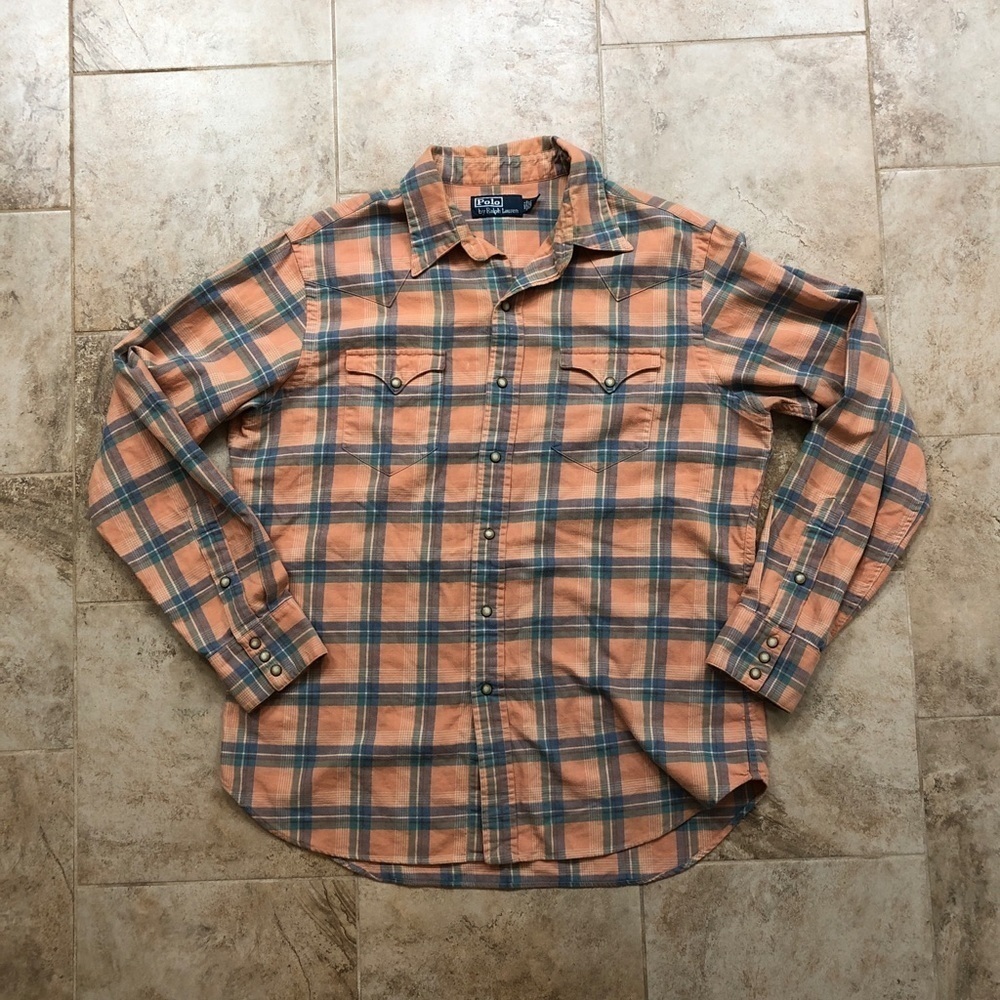 Vintage Polo Ralph Lauren Plaid Flannel Western Pearl Snap Shirt